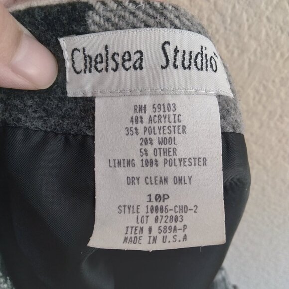 Vintage Chelsea Studio Gray and White Plaid Wrap Front Wool Blend Mini Skirt - Picture 3 of 3